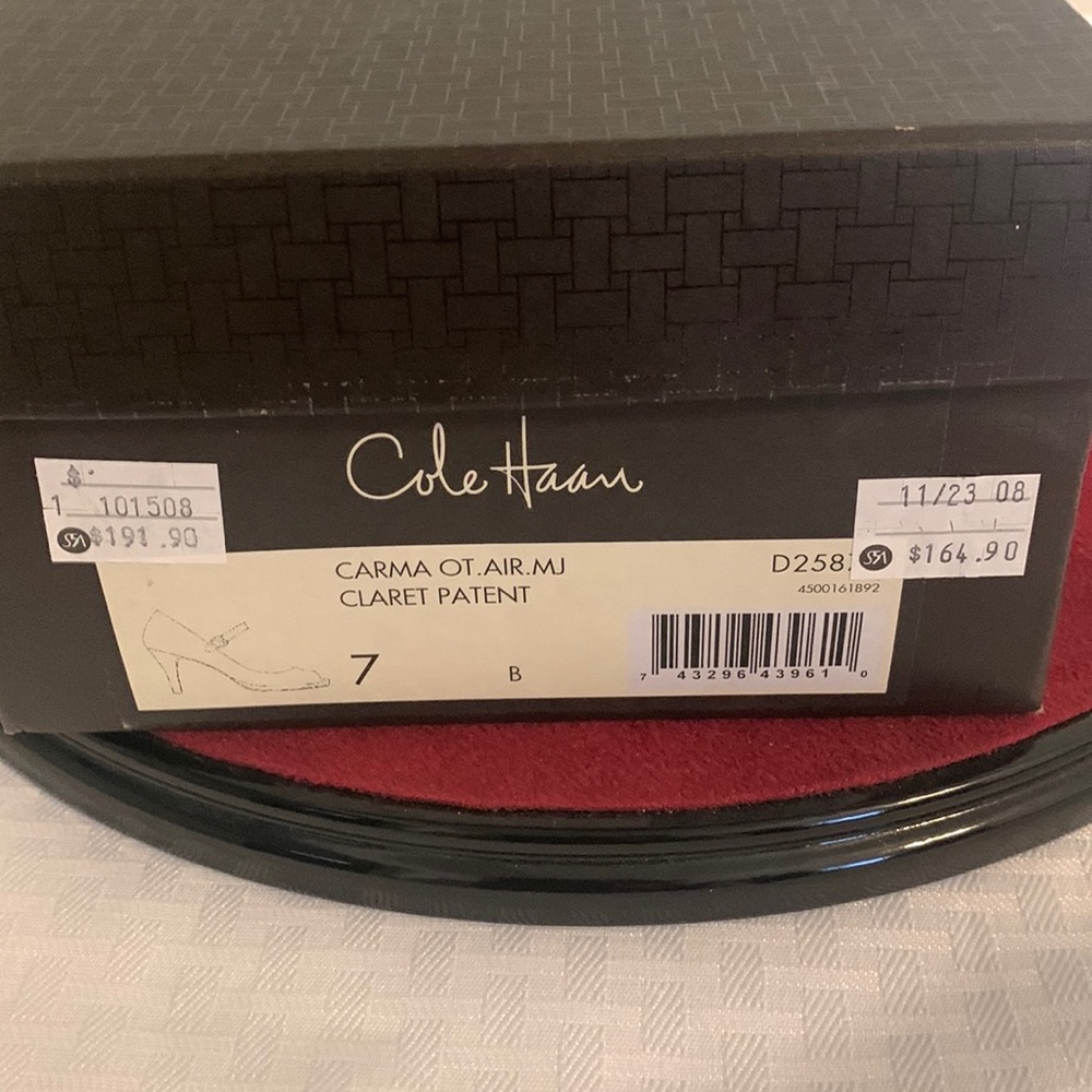 Red 31/2 inch Cole Haan patent leather shoes